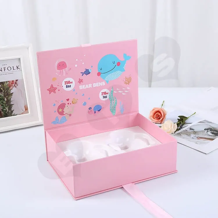 Custom Printing Book Shape Box For Baby Feeding Bottle side view three