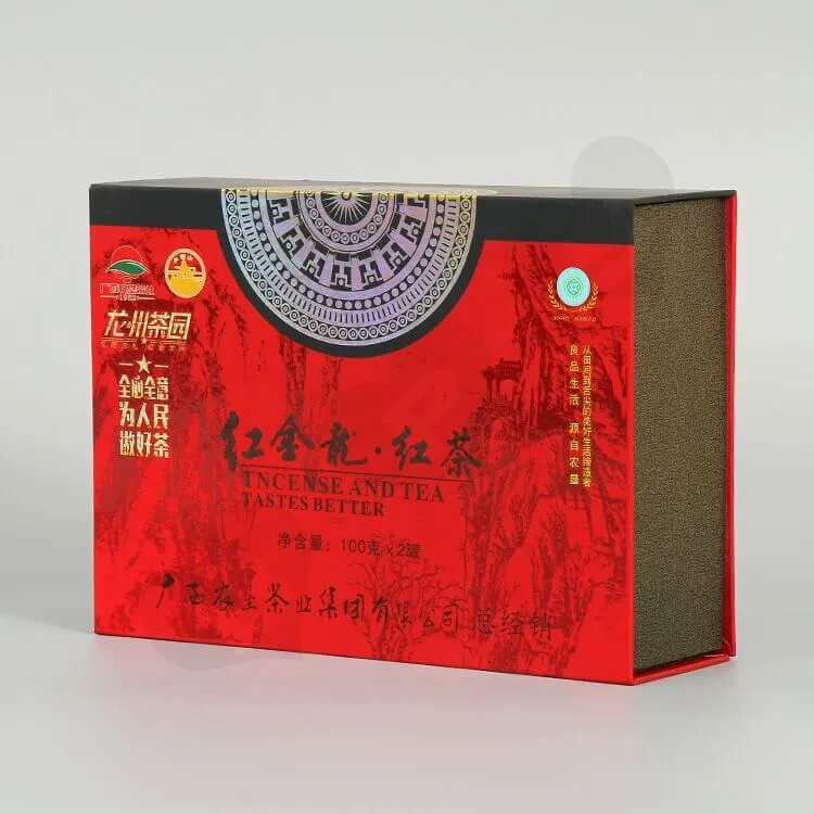 Custom Printing Cardboard Gift Box For Red Tea side view one
