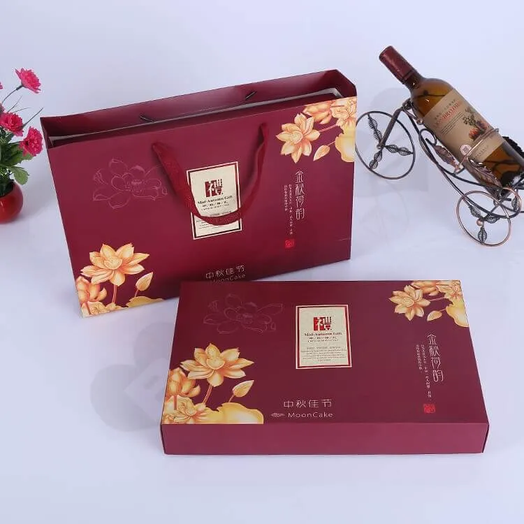 Custom Printing Cardboard Gift Box With Paper Bag For Cakes side view one