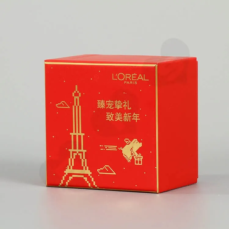Custom Printing Cardboard New Year's Gift Box For Cosmetic side view one