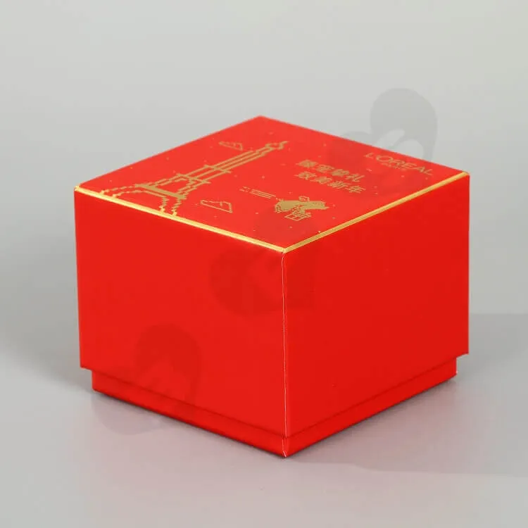 Custom Printing Cardboard New Year's Gift Box For Cosmetic side view three