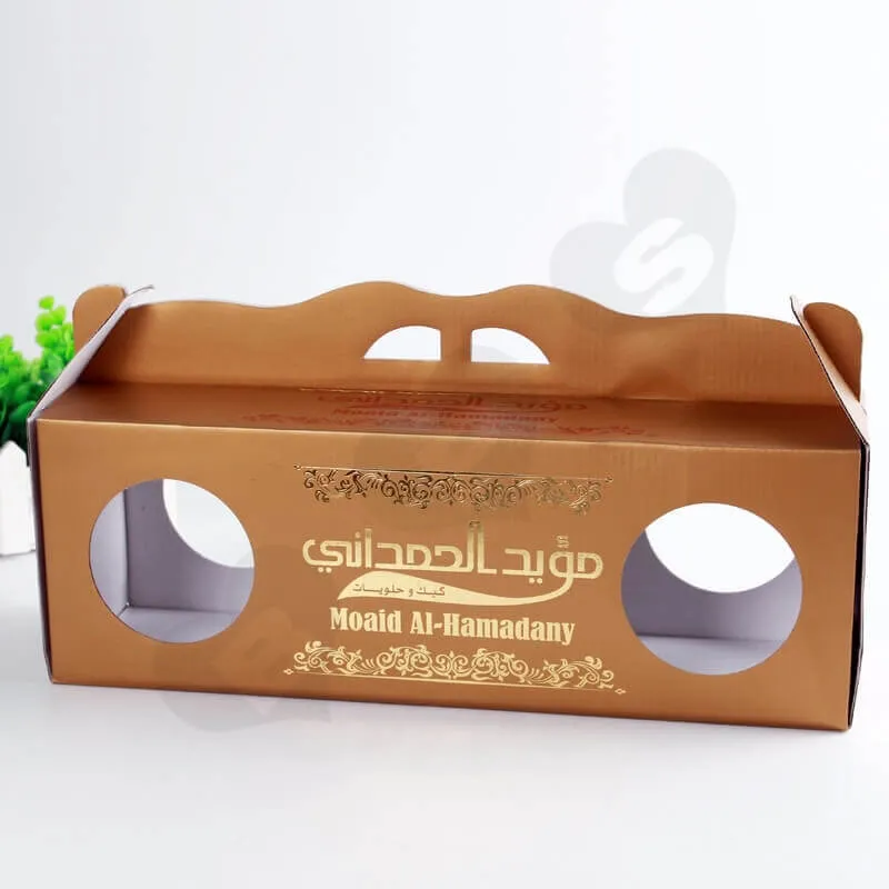 Custom Printing Corrugated Paper Box with Handle For Cake side view four