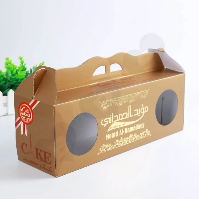 Custom Printing Corrugated Paper Box with Handle For Cake side view one