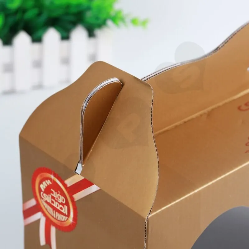Custom Printing Corrugated Paper Box with Handle For Cake side view six