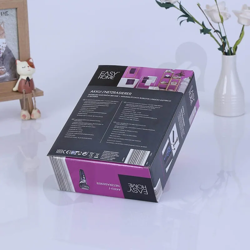 Custom Printing E Flute Corrugated Box For Electric Razor side view four