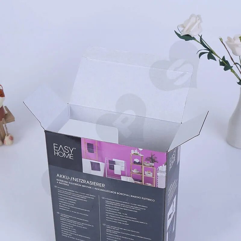 Custom Printing E Flute Corrugated Box For Electric Razor side view three