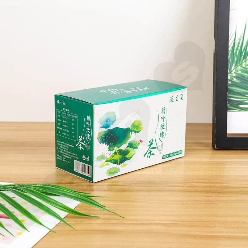 Customized Folding Carton Box For Lotus Leaf Rose Tea side view three