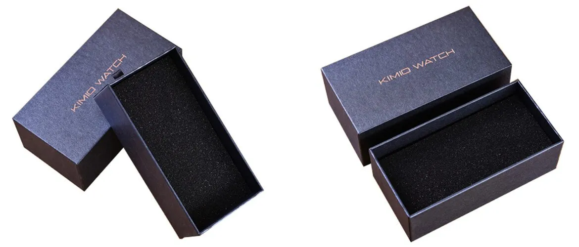 Deep Blue rigid top bottom style box with foam insert for packing watches