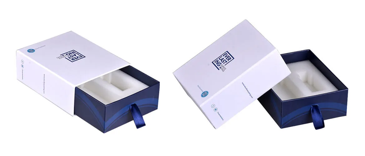 Drawer style box packaging with XPE foam insert
