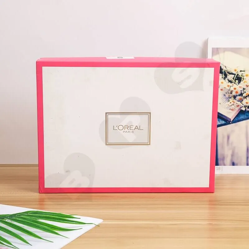 Fashion Pink Cardboard Box For Cosmetic Set side view four