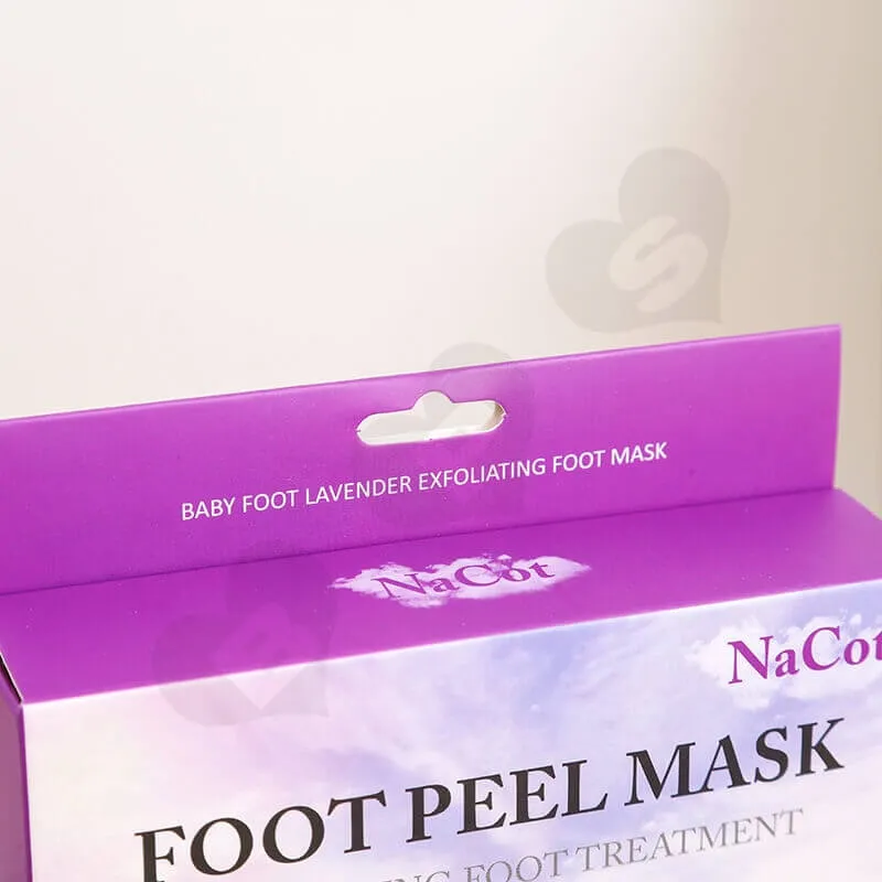 Foot Peel Mask Cardboard Box With Hanger side view two