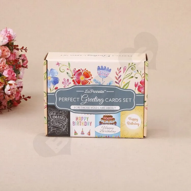 Full Color Printed Corrugated Paper Box For Greeting Cards Set side view four