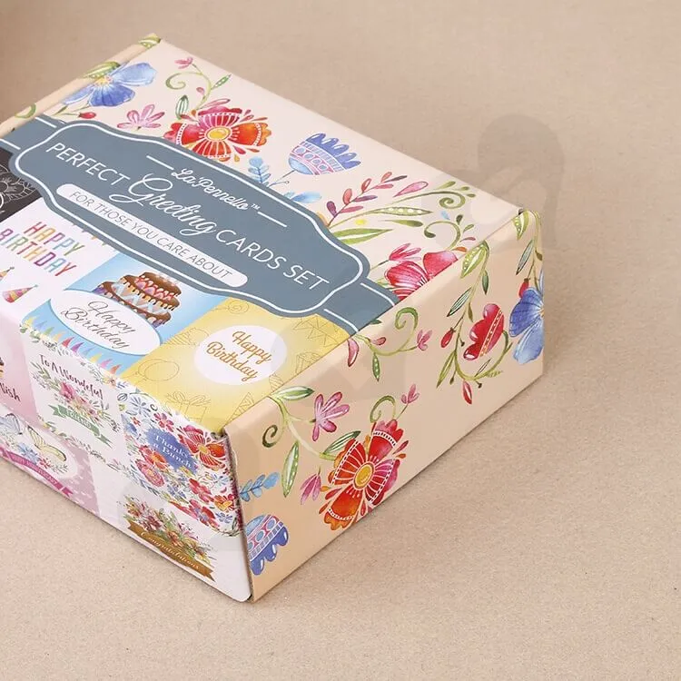 Full Color Printed Corrugated Paper Box For Greeting Cards Set side view three