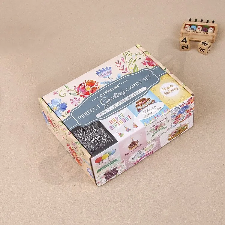 Full Color Printed Corrugated Paper Box For Greeting Cards Set side view two