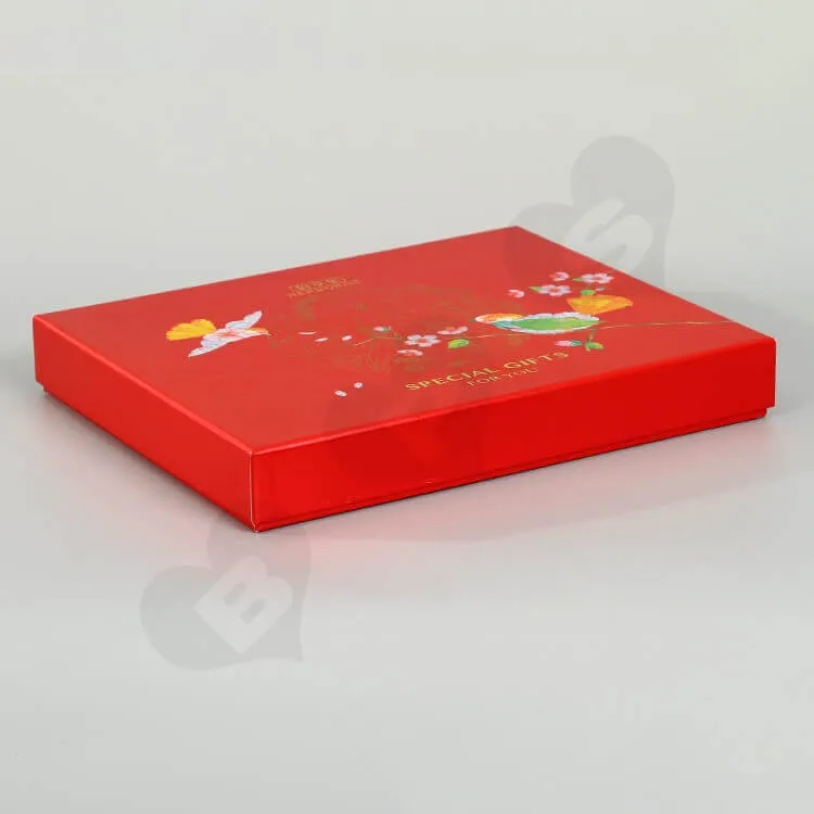 Glossy Red Cardboard Gift Box For Skin Care Product side view seven