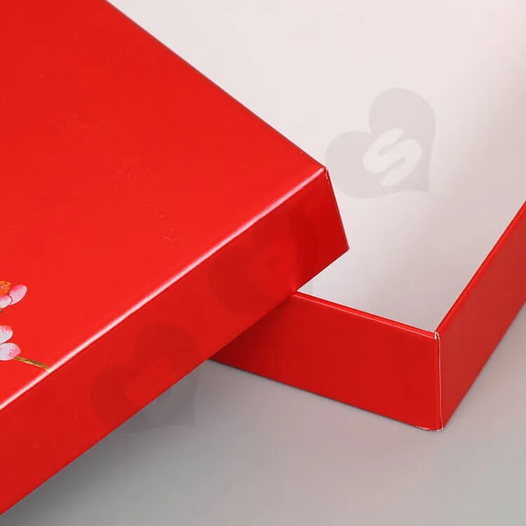 Glossy Red Cardboard Gift Box For Skin Care Product side view six