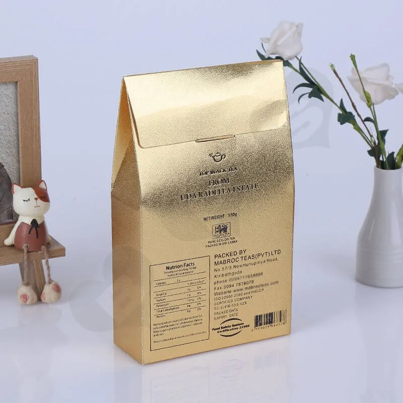 Gold Cardboard Box Packaging For Tea side view two
