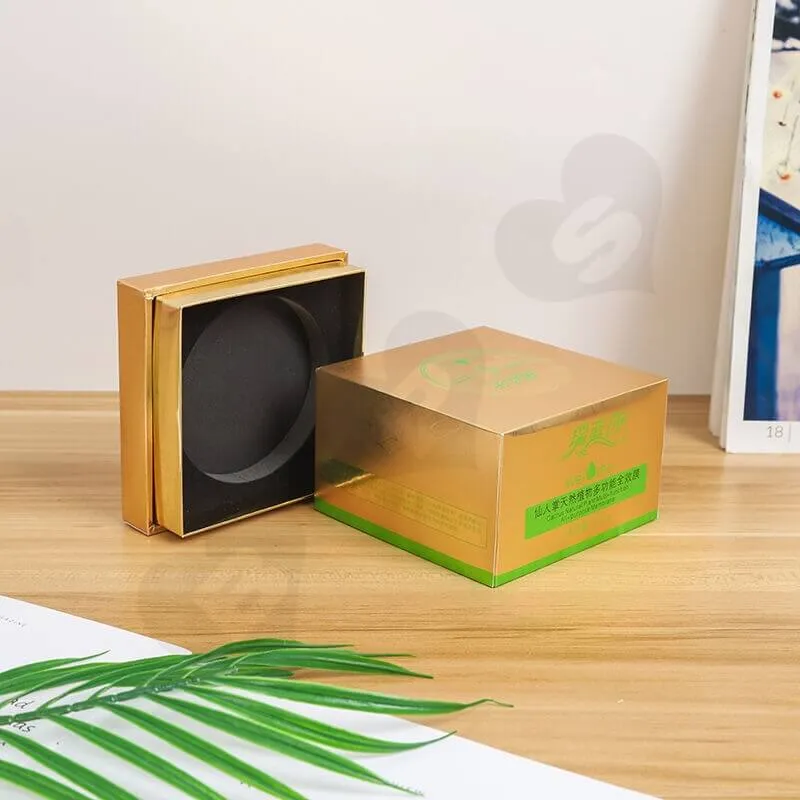 Gold Rigid Shoulder Gift Box For Brightening Mask side view four