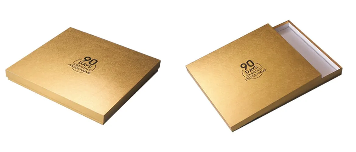 Gold specialty paperboard rigid top and bottom style packaging box