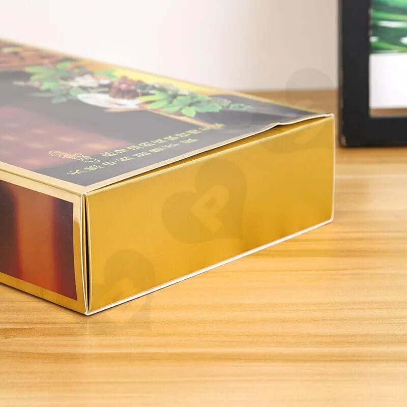 Golden Color Drawer Style Paper Box For Herbal Tea side view five