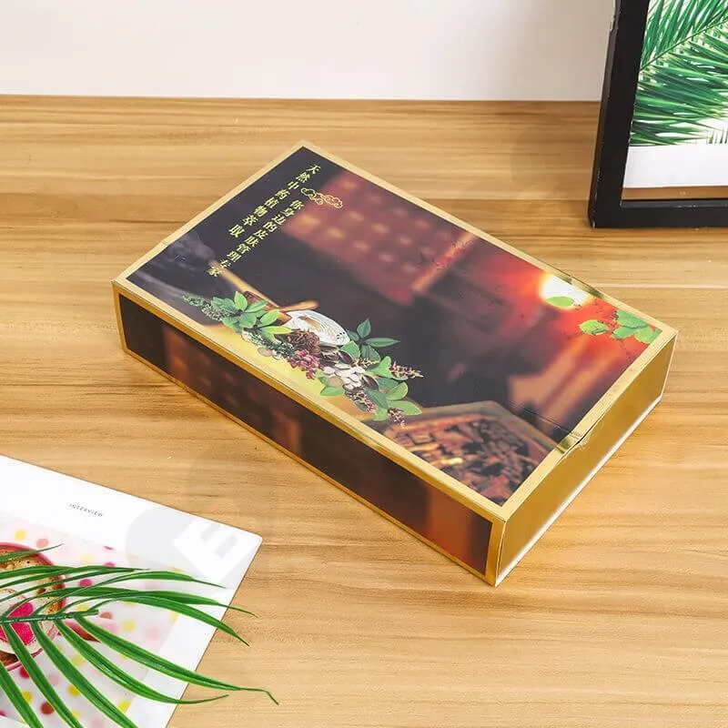 Golden Color Drawer Style Paper Box For Herbal Tea side view three