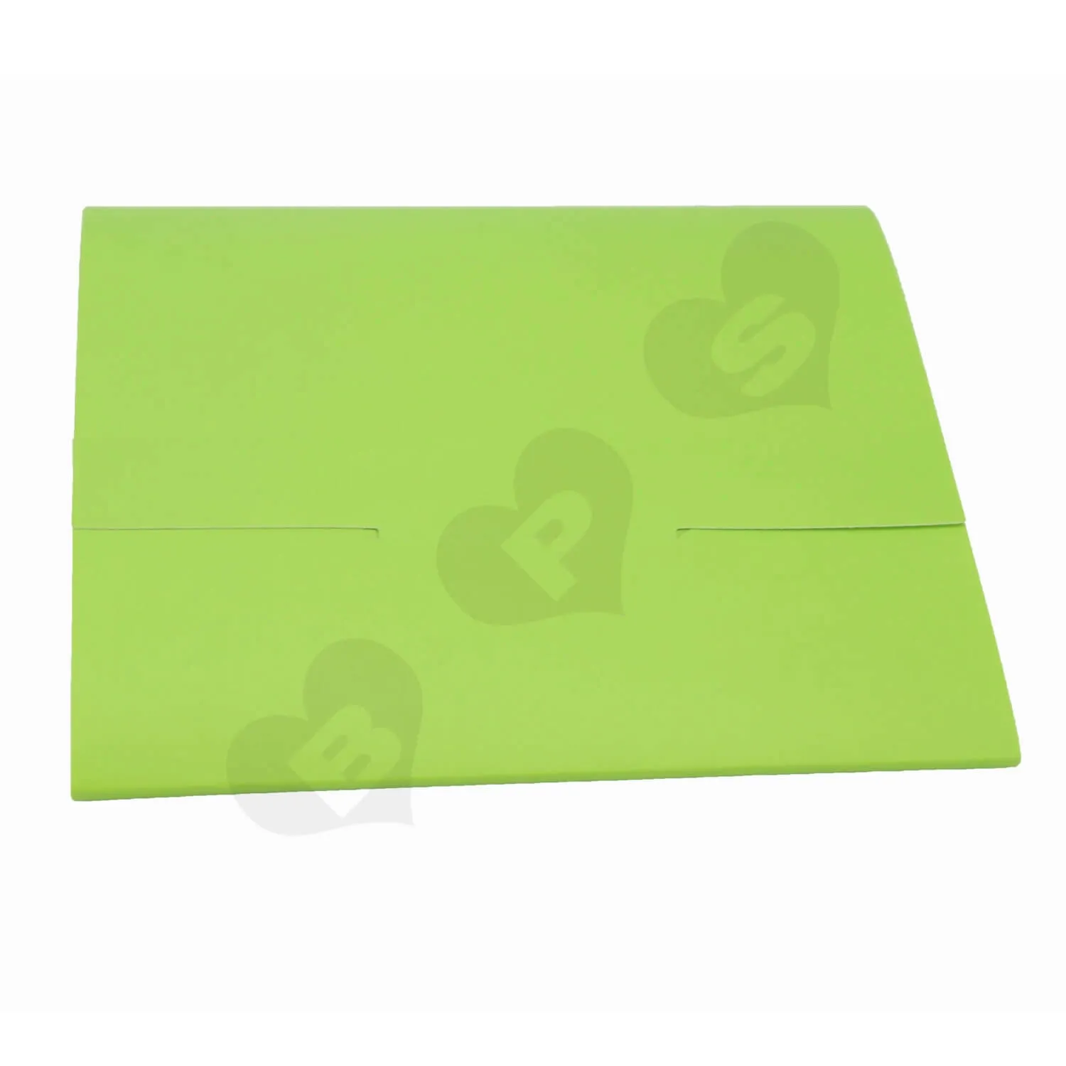 Green Paperboard Folder for Instructions side view three