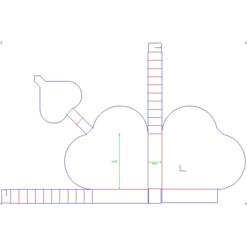 Plantilla de Dieline Impresa para Caja en Forma de Corazón