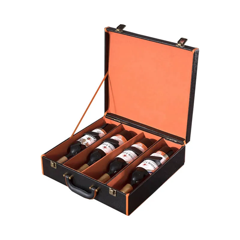 Heavy Duty Luxury Wine Box With Leather Handle