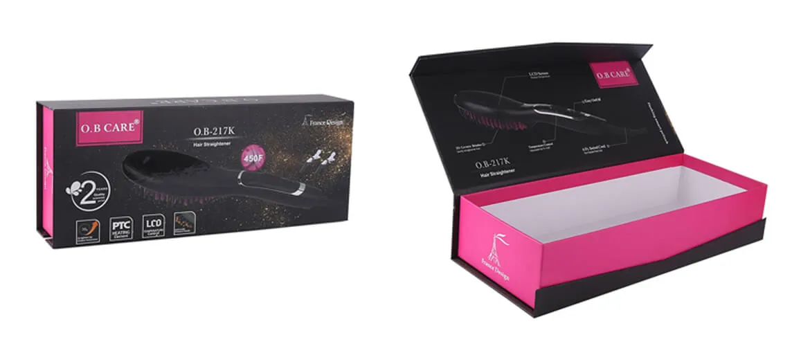 Hinged Lid Magnetic Closure Gift Box For Hair Straightener