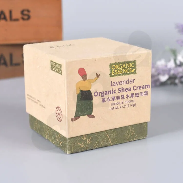 Kraft Cardboard Gift Box For Organic Shea Cream side view three