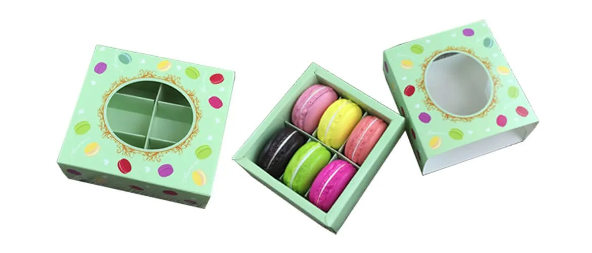 Kraft paper drawer slide box with 6 dividers for packing Macarons