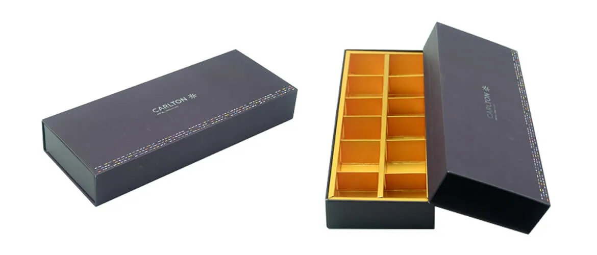 Kraft paper drawer slide boxes with inserts for chocolate packing