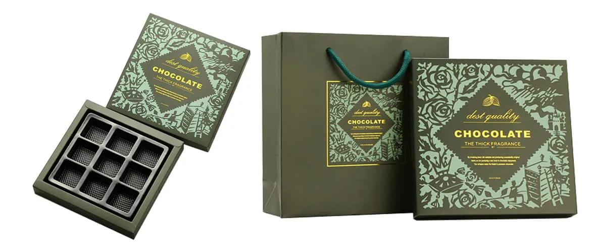 Light blue telescope gift box with inserts for chocolates candy packing