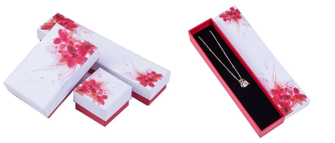 Long top and bottom gift box with foam insert for necklace packaging