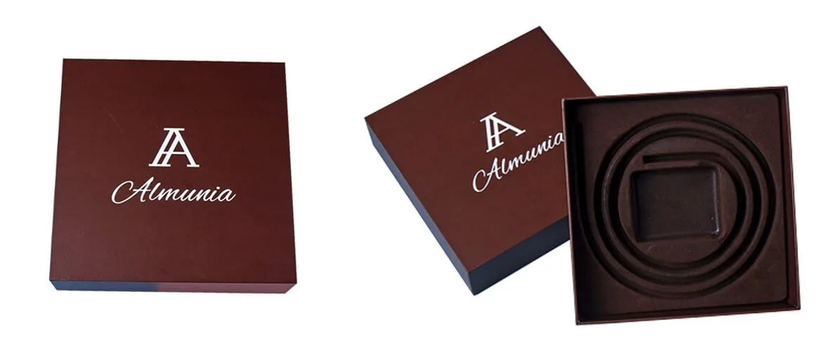 Luxurious cardboard top and bottom box with foam insert for belt packing