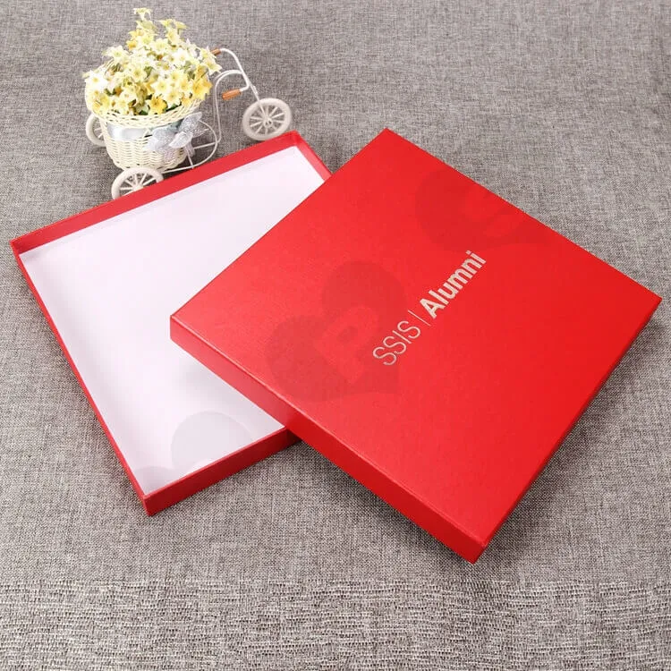 Luxury Rigid Gift Box For Souvenir Silver Foil Stamping side view one