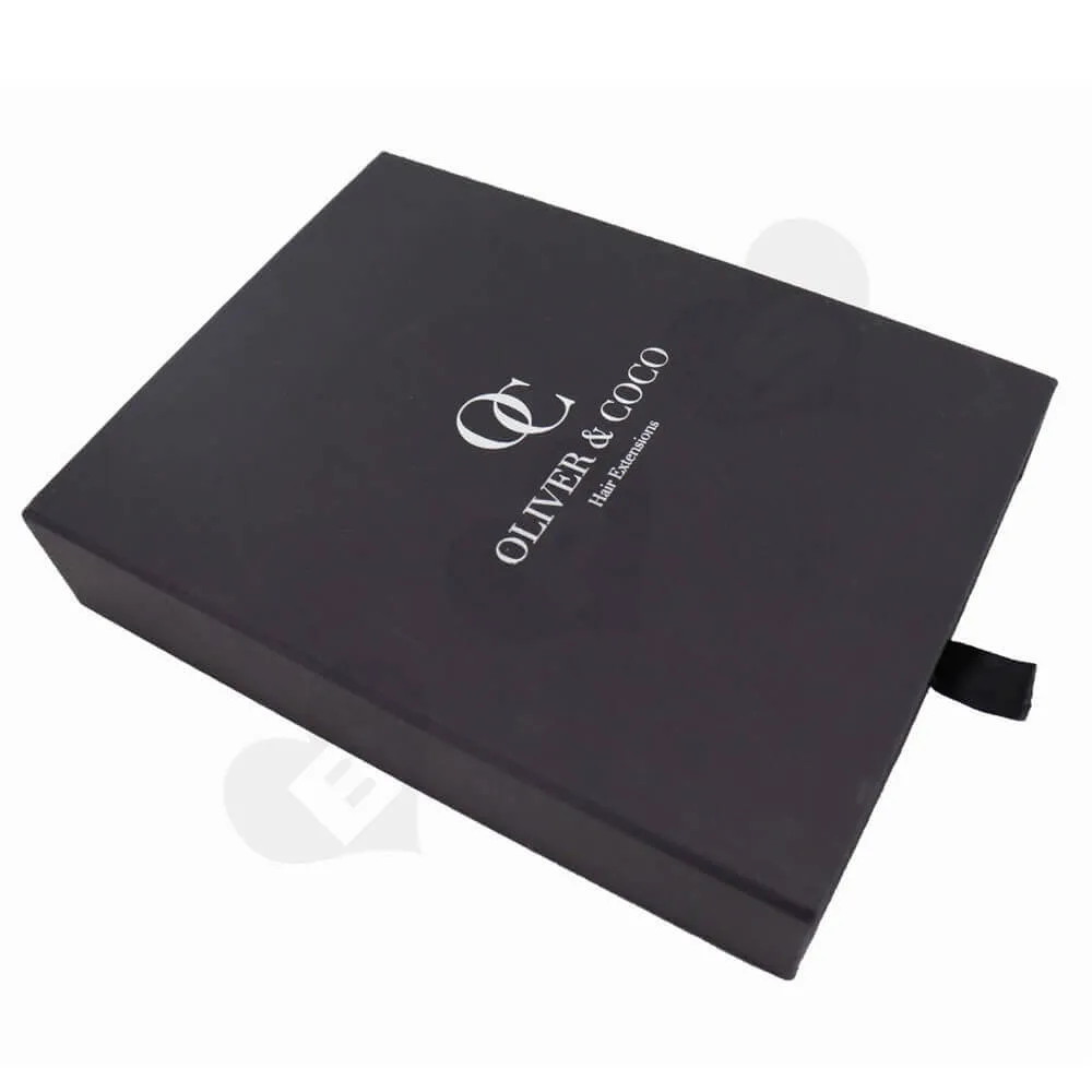 Matt Black Hair Extension Gift Packaging Box sideview one