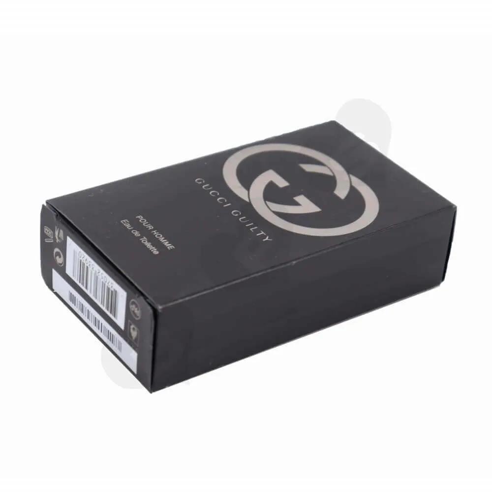 Matt Black Men's Perfume Box with Silver Stamping and Embossing side view four