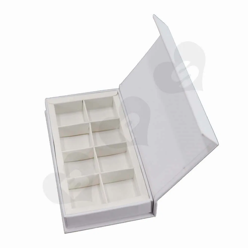 Matt White Chocolate Box with Magnet Closure side view one