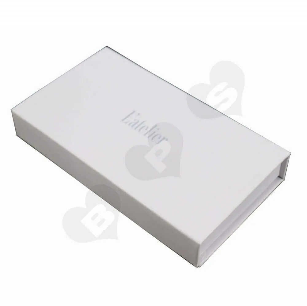 Matt White Chocolate Box with Magnet Closure side view two