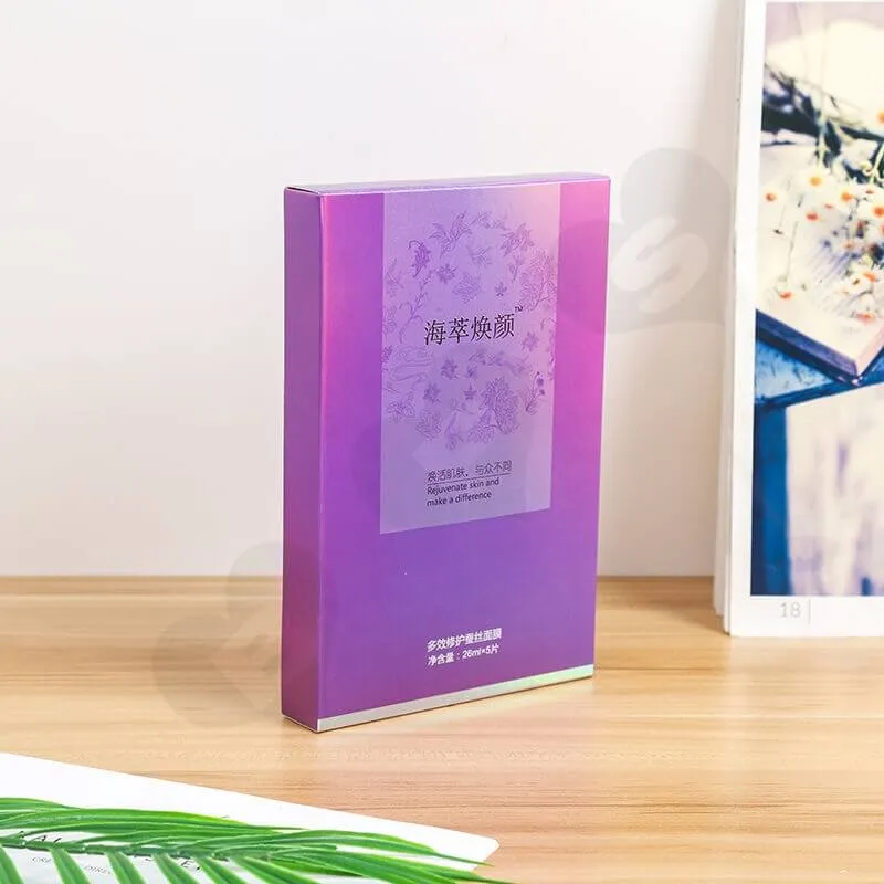 Matte Lamination Color Printed Cardboard Box For Silk Mask side view two