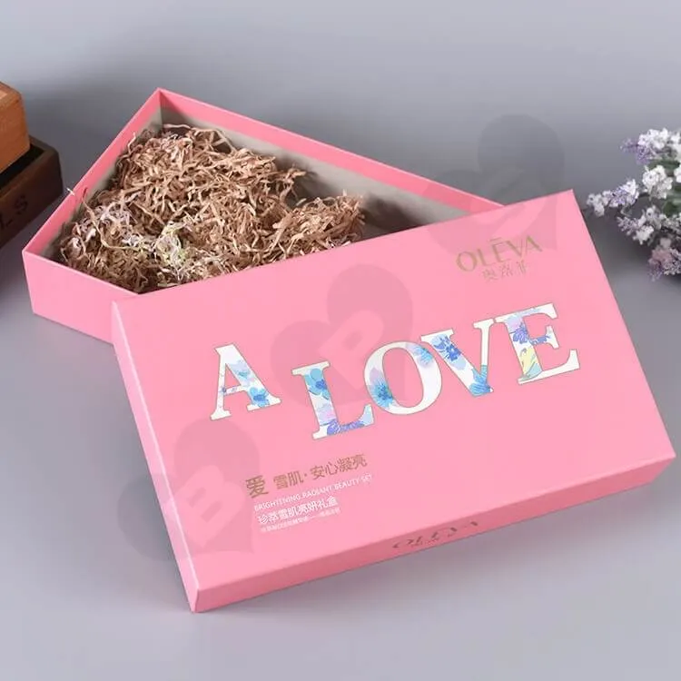 Matte Pink Gift Box For Cosmetic Set side view four