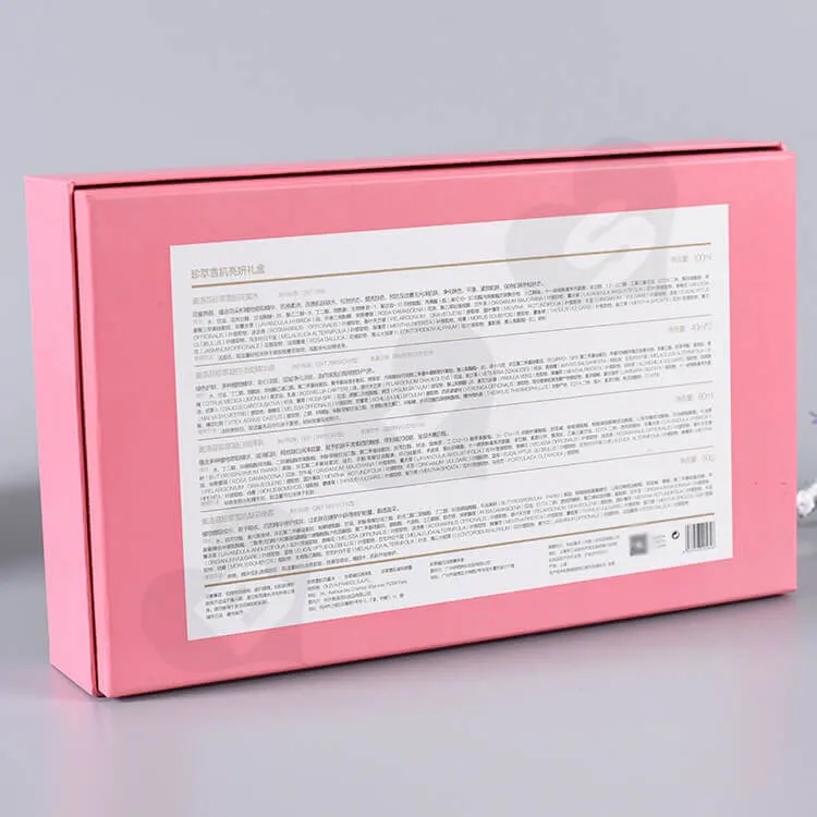 Matte Pink Gift Box For Cosmetic Set side view two