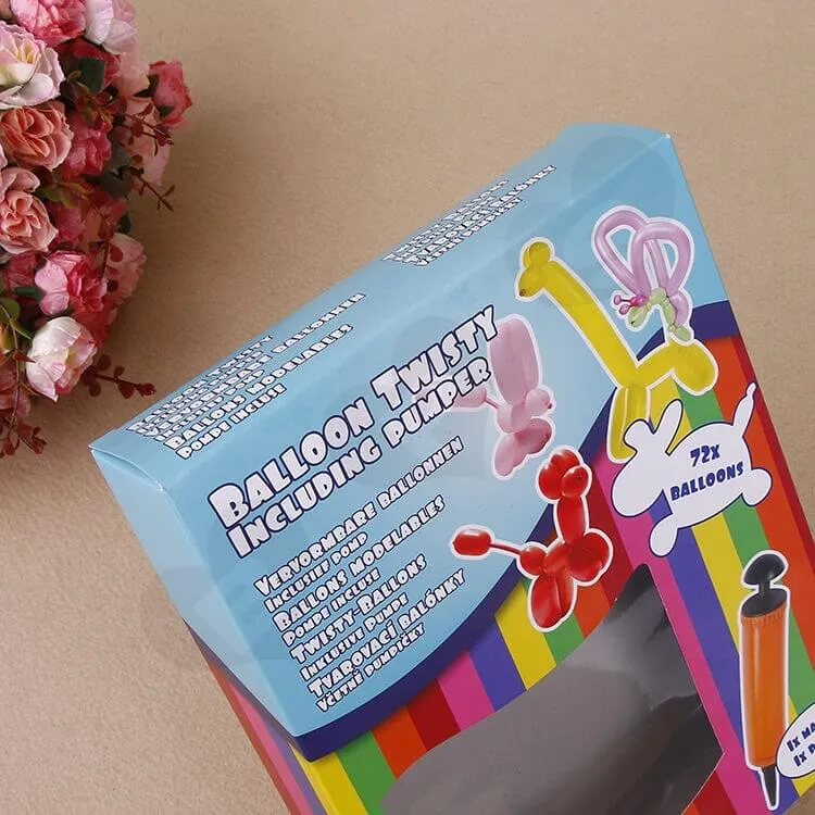 Paper Box With PVC Window For Balloon Twisting side view four