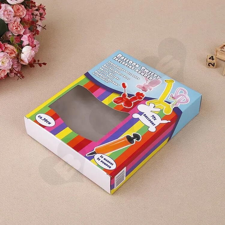 Paper Box With PVC Window For Balloon Twisting side view four