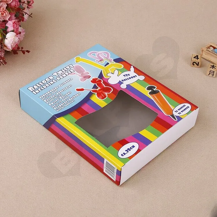 Paper Box With PVC Window For Balloon Twisting side view two