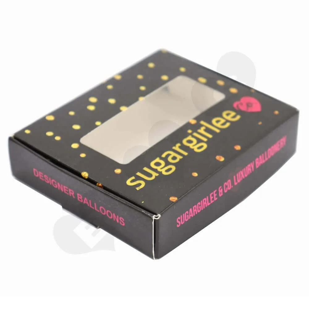 Paperboard Folding Box for Balloon with Clear Window side view one