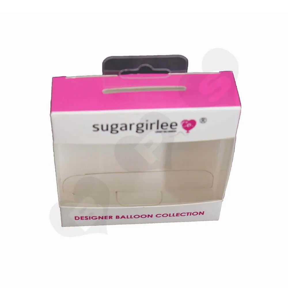 Pink Paperboard Box for Balloons side view three