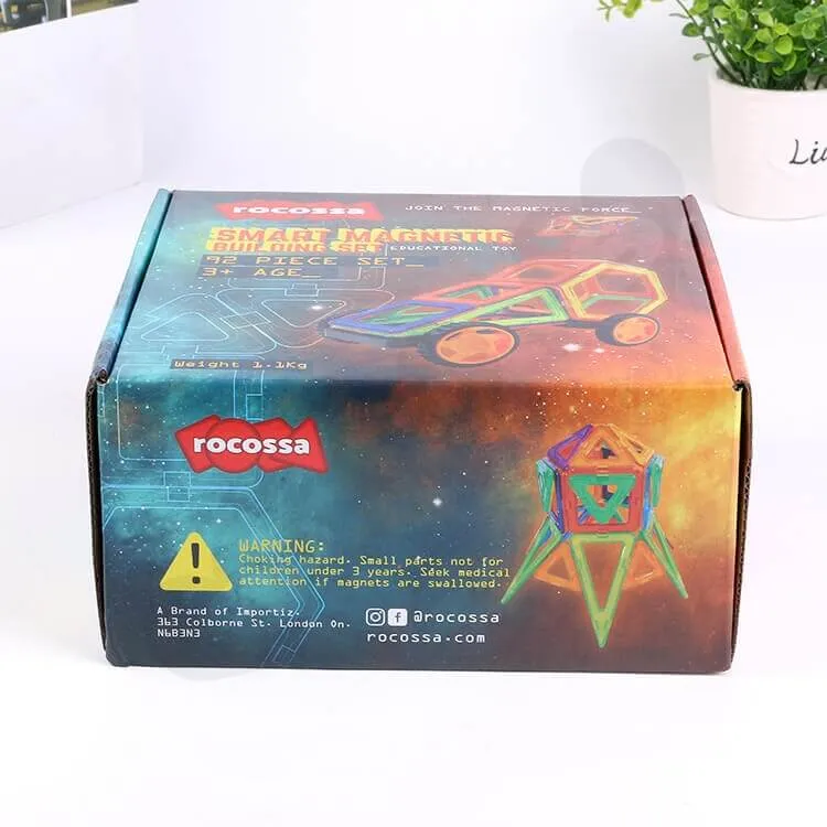 Printed Corrugated Mailer Box For Magnetic Building Set side view four