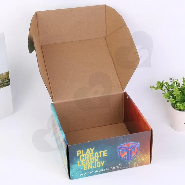 Printed Corrugated Mailer Box For Magnetic Building Set side view two